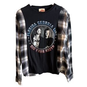 Florida Georgia Line Dig Your Roots 2016 Tour DIY Flannel Tee - size Large